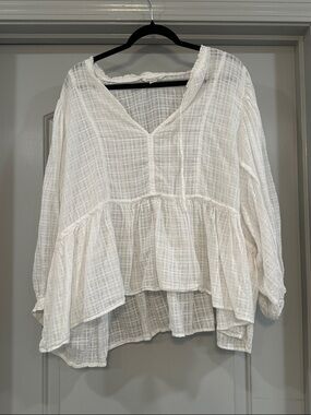 American Eagle Outfitters White Gauze Peasant Blouse